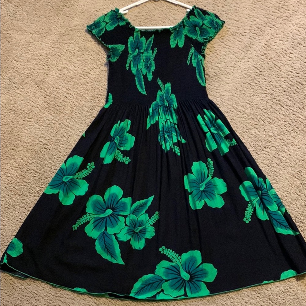Tropical Hibiscus smocked fit and flare Dress
